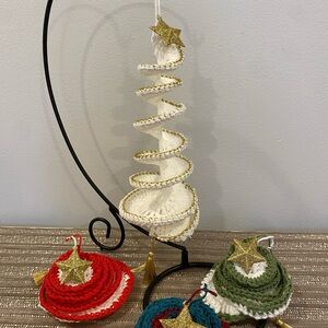 Gold and White Spiral Holiday Ornament